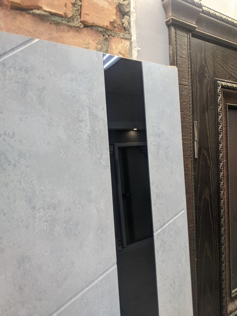 Межкомнатная дверь Тоскана Бетон серый Черный лак (ПО)