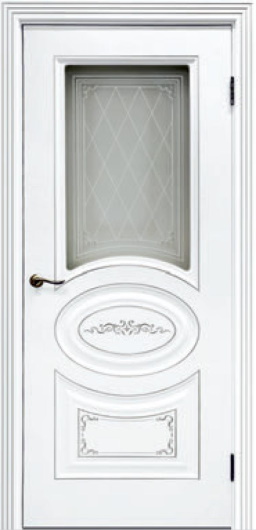 Межкомнатная дверь Ассель эмаль белая патина серебро (ПО)