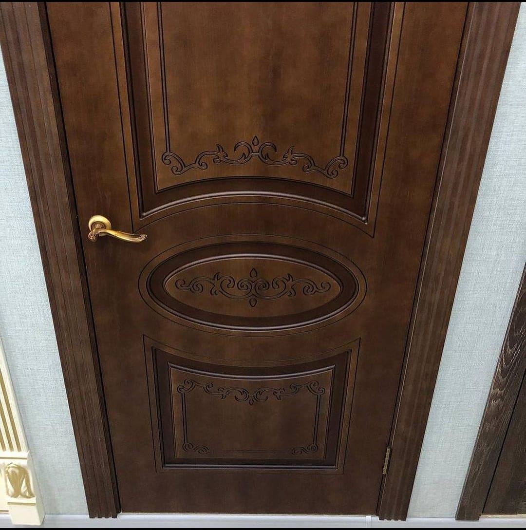 Межкомнатная дверь Фреза №15 Шпон Карамель (Глухое)