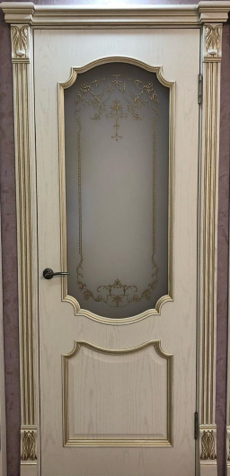 Межкомнатная дверь Модель №2 Контур фигурный багет патина+шпон (ПО)